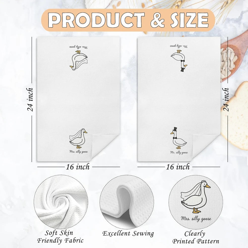 Funny Goose Wedding Kitchen Towel Set