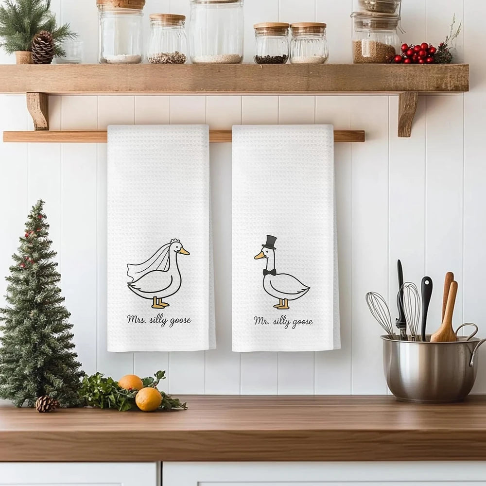 Funny Goose Wedding Kitchen Towel Set