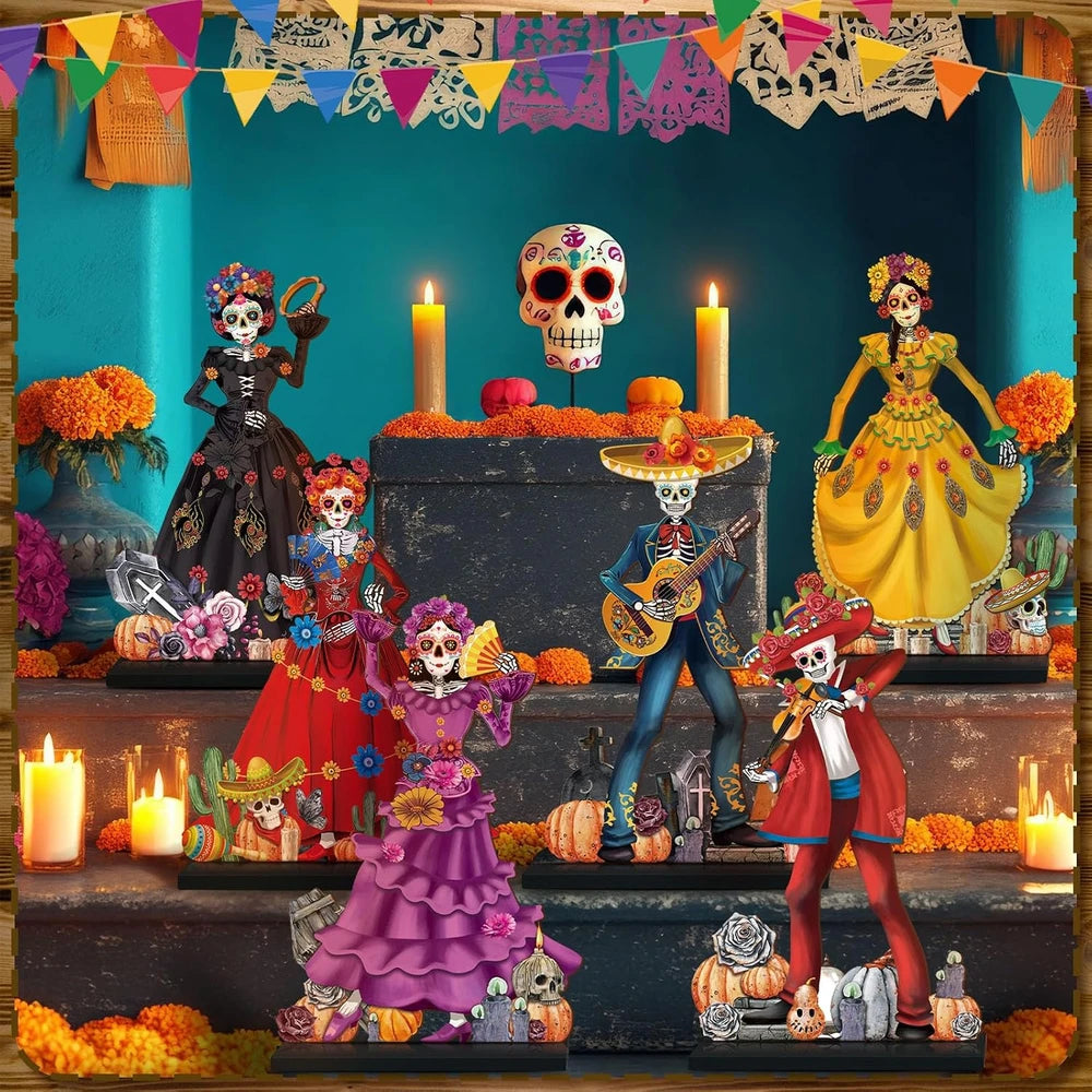 Dia De Los Muertos Wooden Table Decorations
