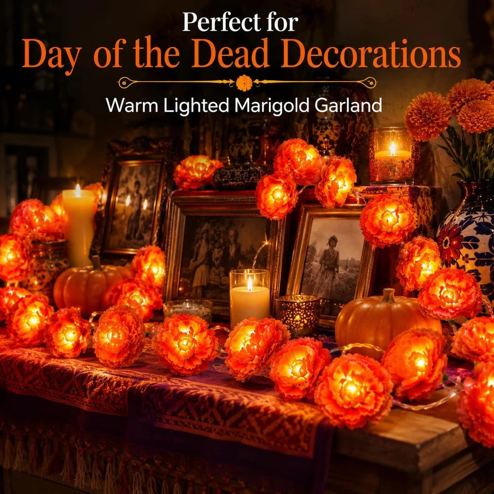 Lighted Marigold Porch Garland