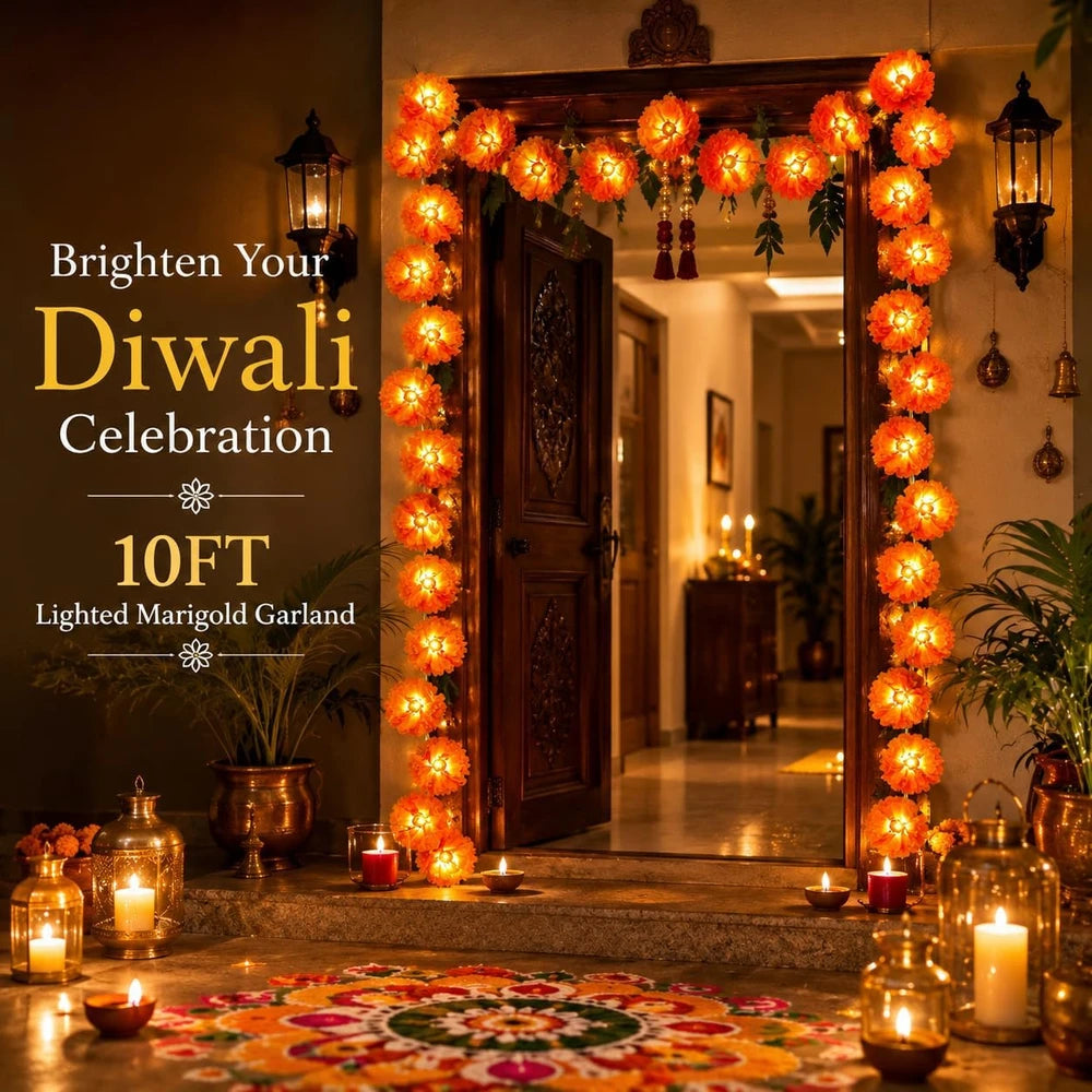 Lighted Marigold Porch Garland