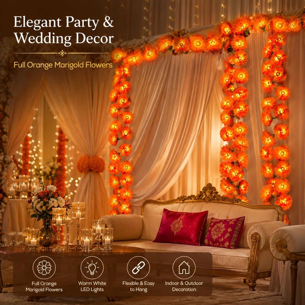 Lighted Marigold Porch Garland