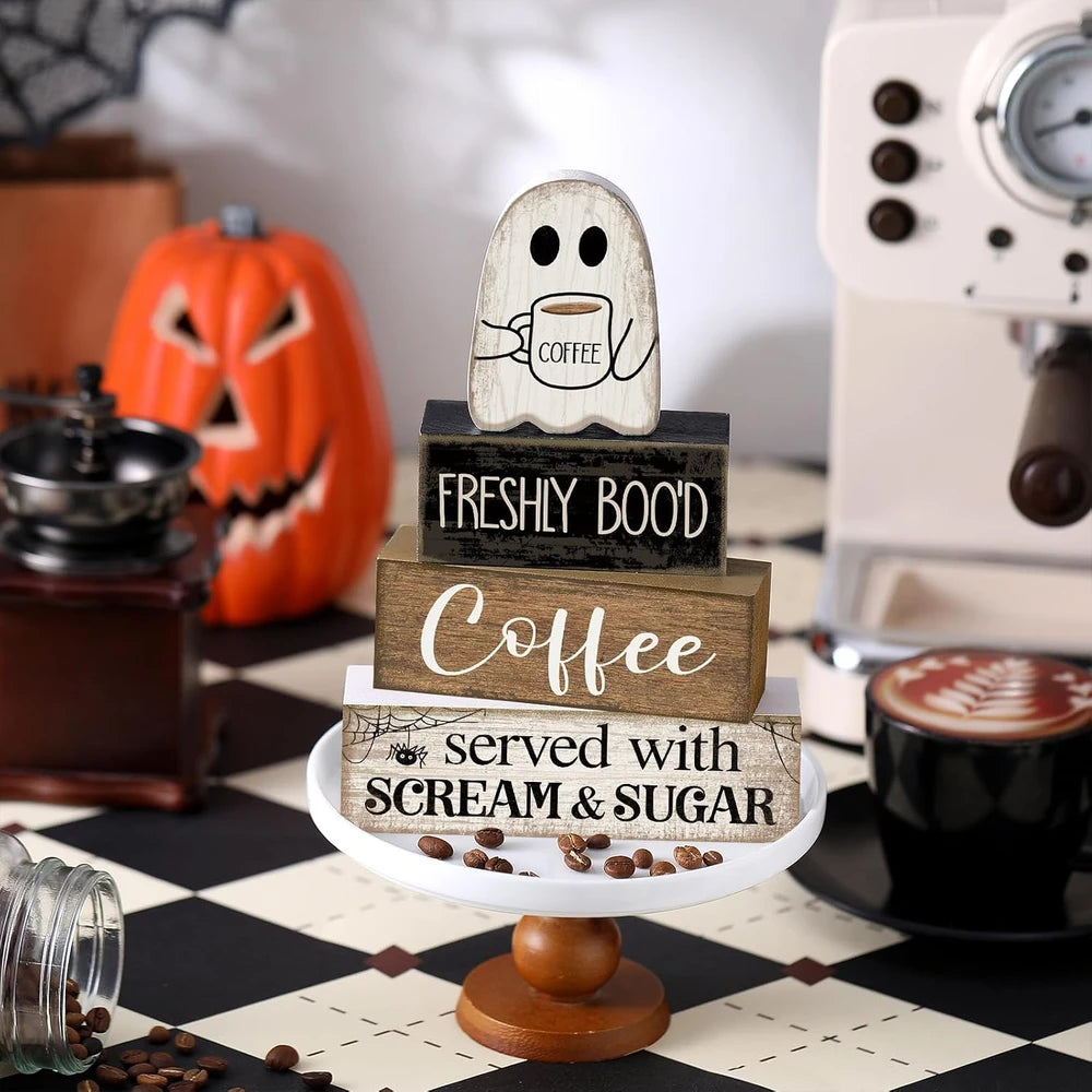 Lineshading Wooden Ghost Coffee Bar Sign
