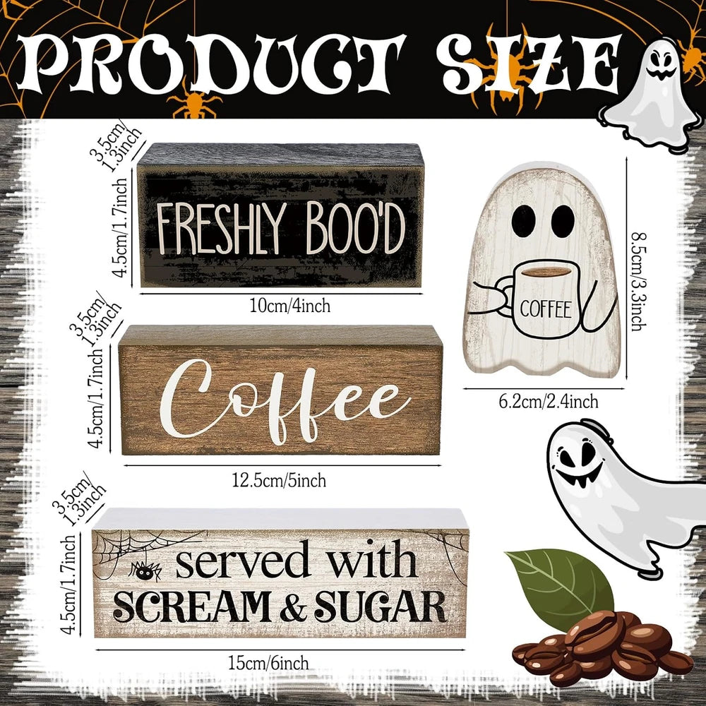 Lineshading Wooden Ghost Coffee Bar Sign