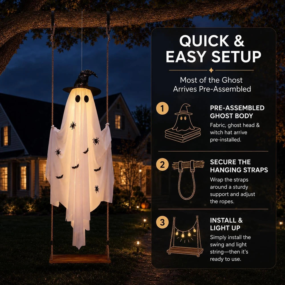 Hanging Swing Ghost Halloween Decor