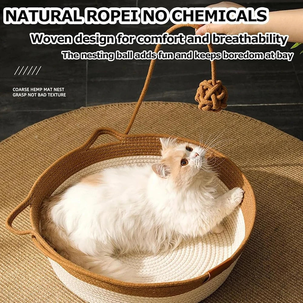 Handwoven Cotton Cat Basket