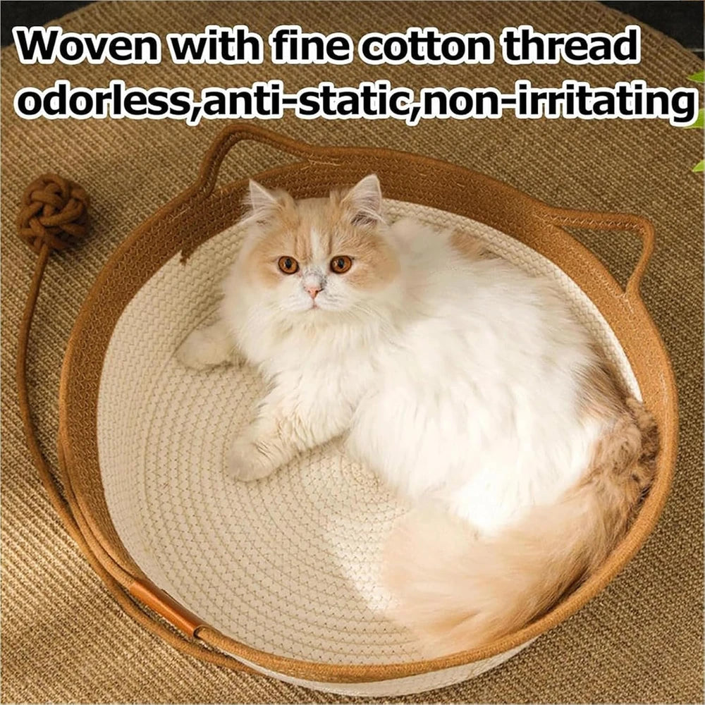 Handwoven Cotton Cat Basket