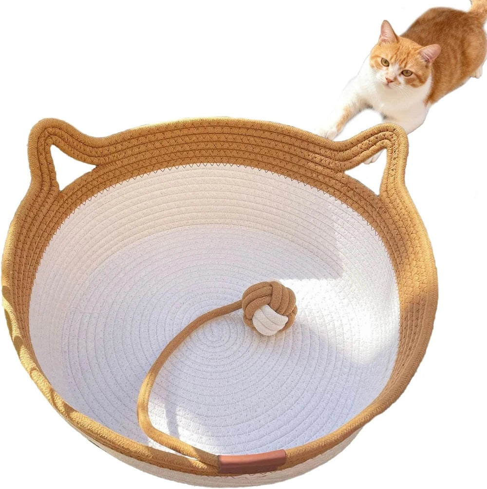Handwoven Cotton Cat Basket