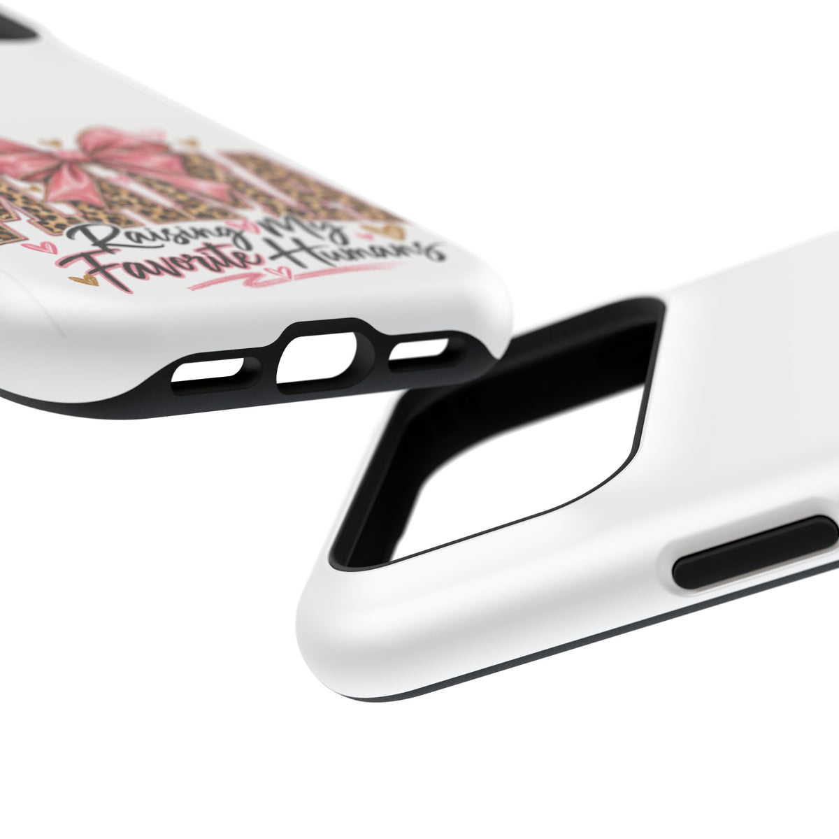 Phone Case - "Mama Raising My Favorite Humans" Leopard Print Bow Magnetic Impact-Resistant Case