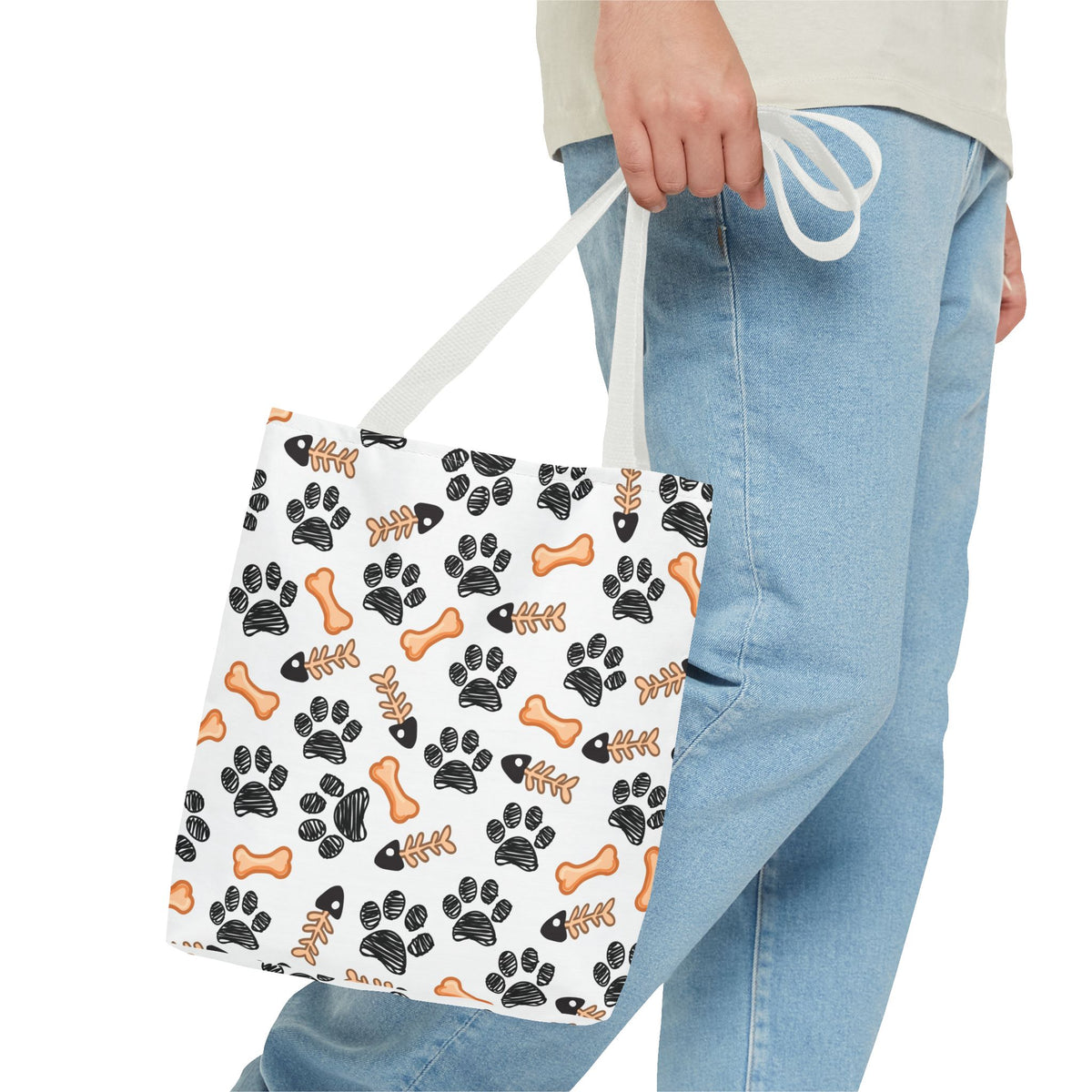 Dog Paw & Bone Pattern Tote Bag — Cute Pet Lover Reusable Shopper