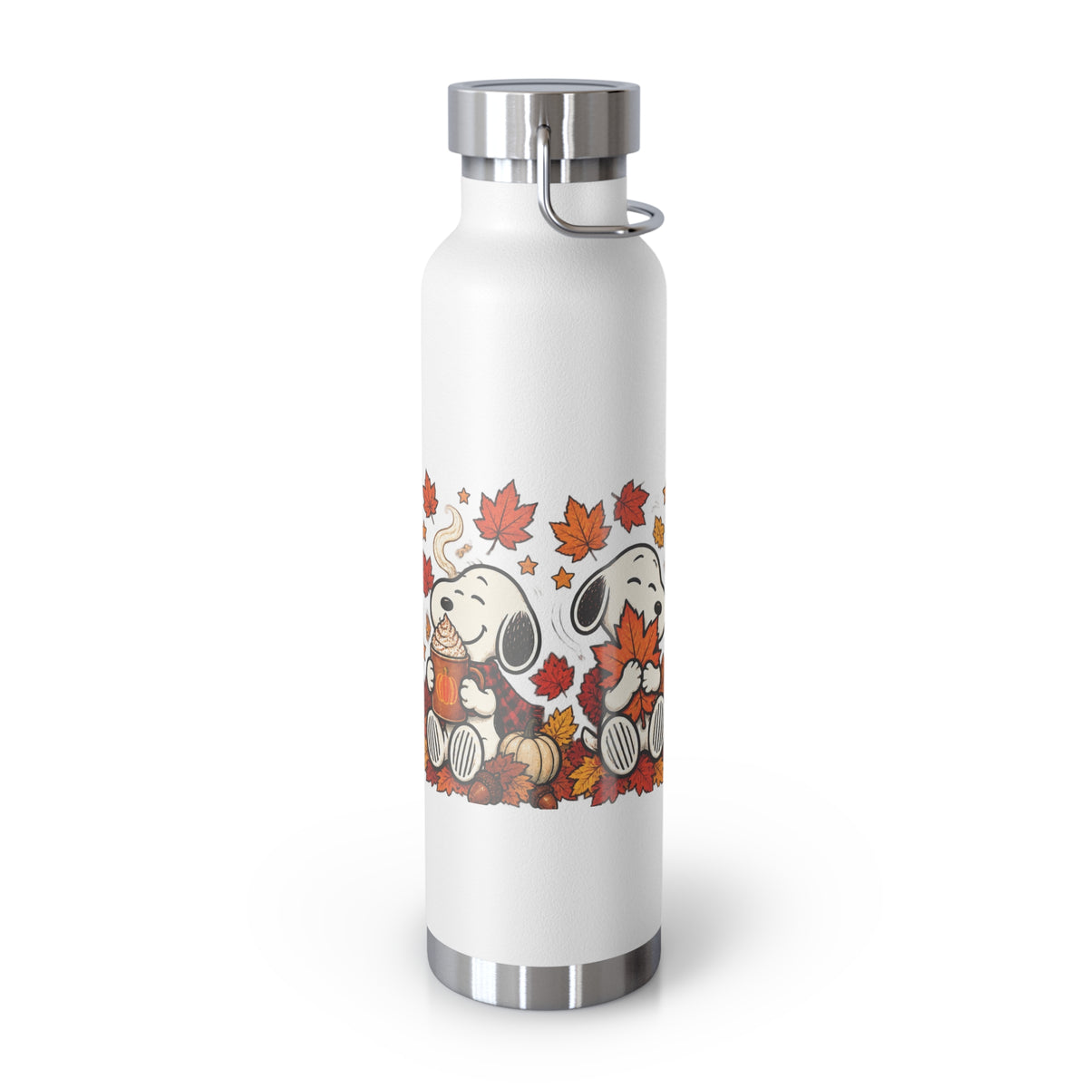 22oz Insulated Bottle — Cute Snoopy Fall Leaves Design, Copper Vacuum Thermal Flask