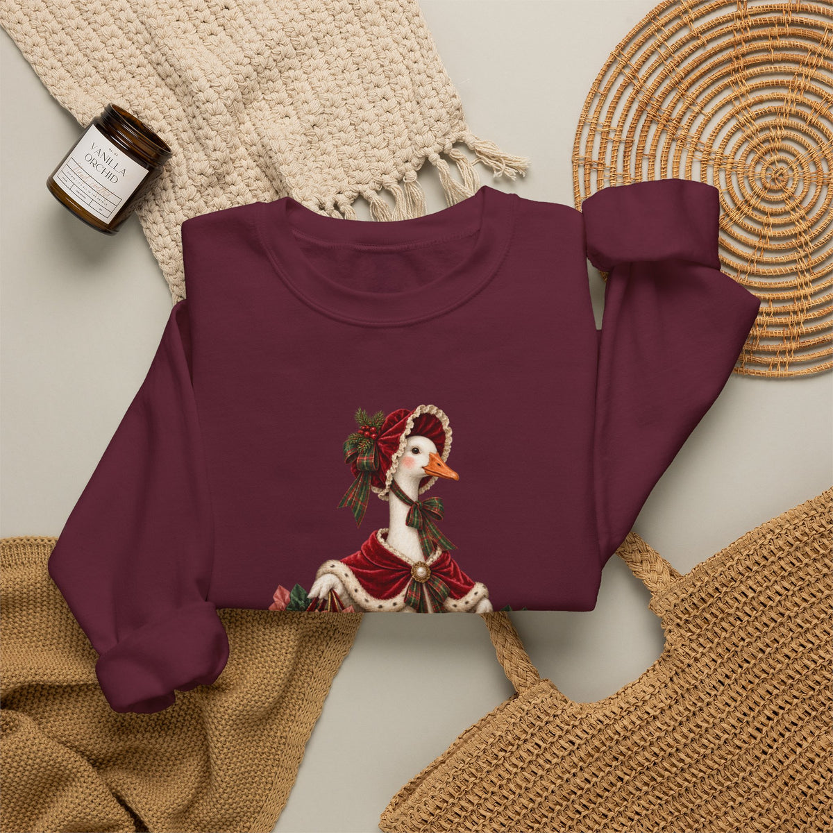 Holiday Goose Crewneck Sweatshirt — Festive Duck with Christmas Gifts