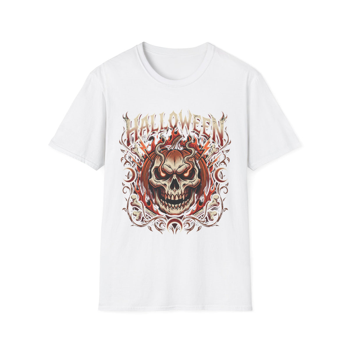Halloween Skull T-Shirt — Fiery Horror Graphic Tee