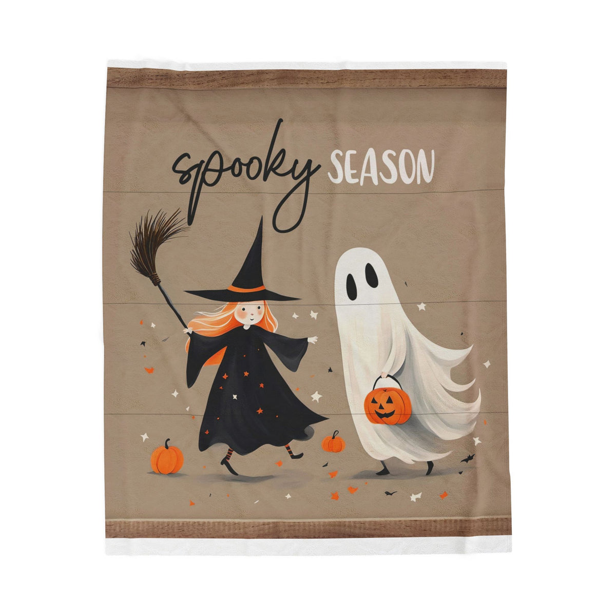Spooky Season Plush Blanket – Cute Witch & Ghost Halloween Throw