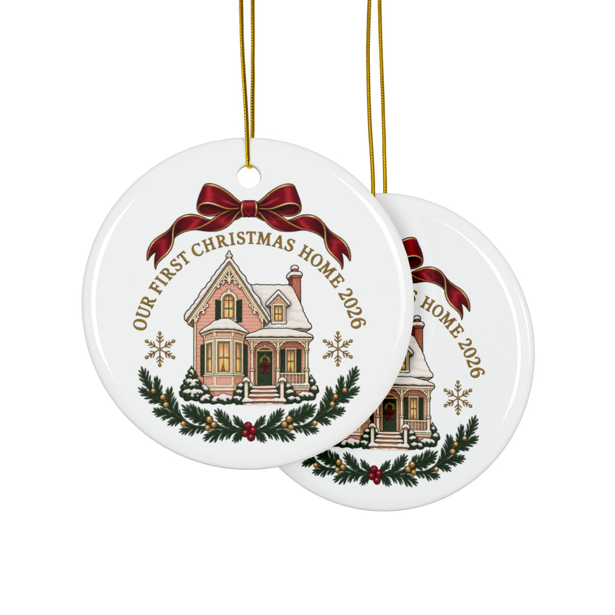 First Home Christmas Ornament — 'Our First Christmas Home 2026' Ceramic Holiday Ornament