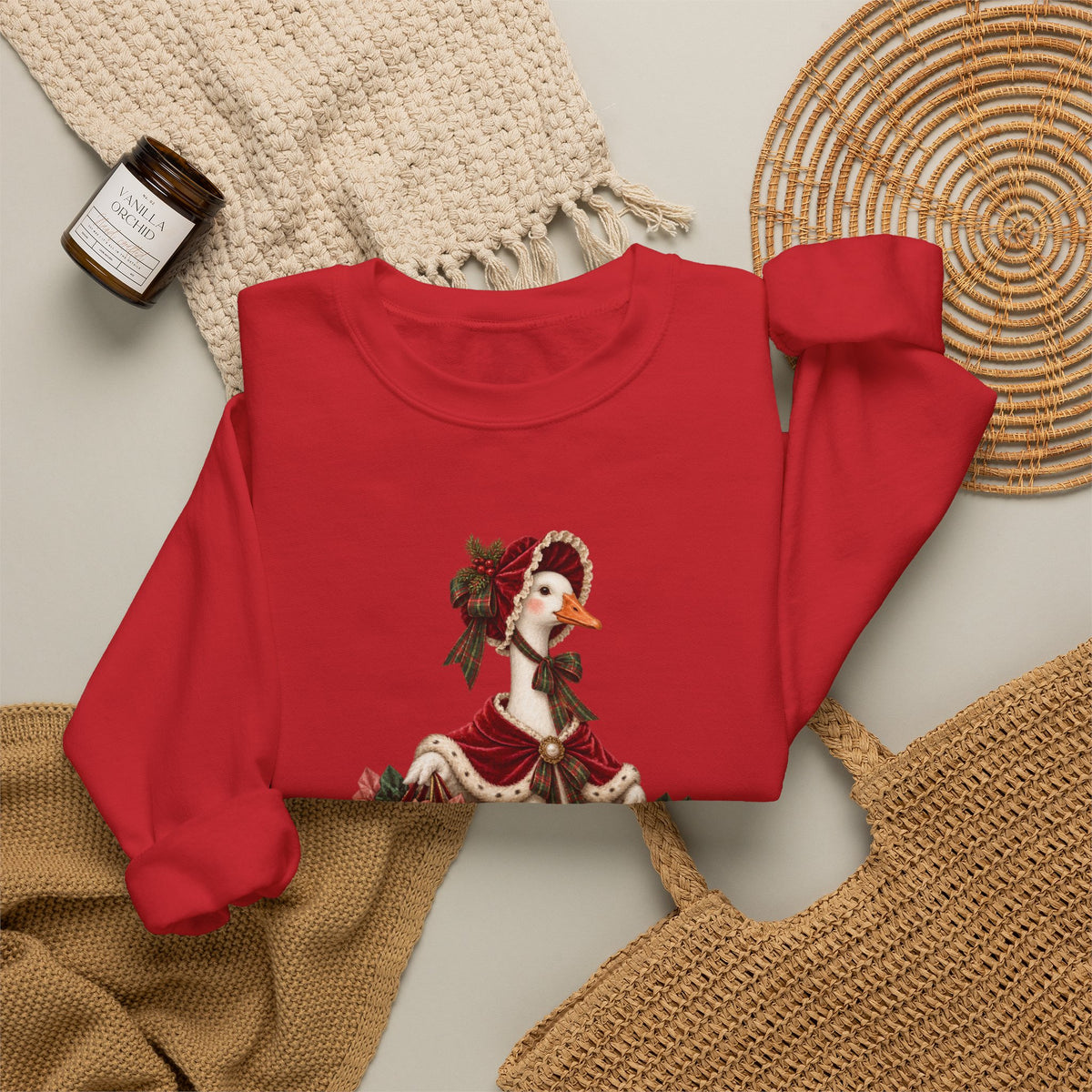 Holiday Goose Crewneck Sweatshirt — Festive Duck with Christmas Gifts