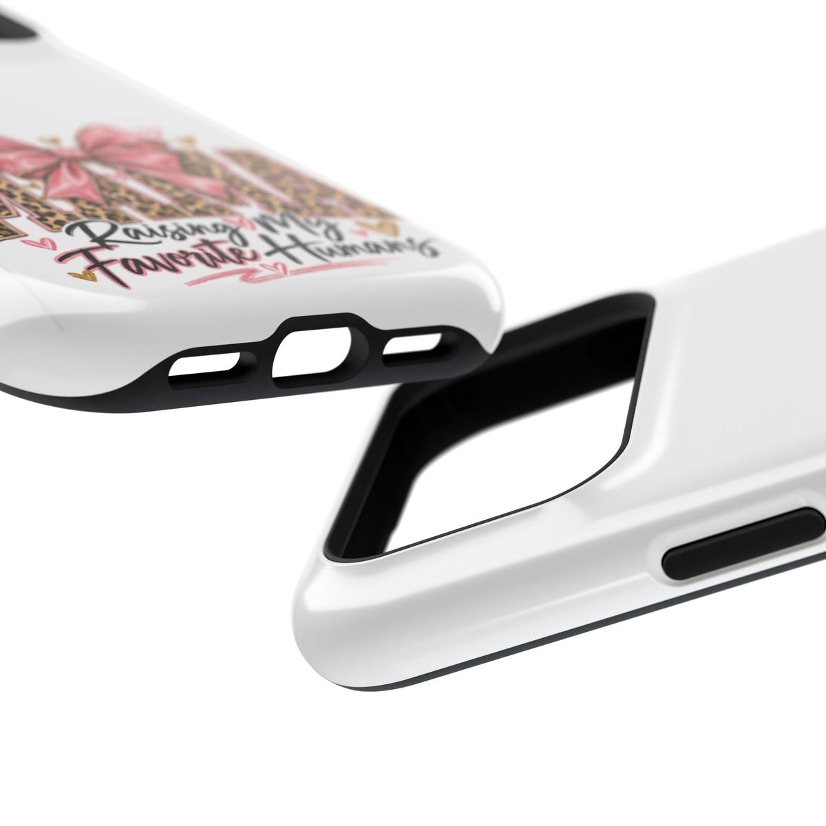 Phone Case - "Mama Raising My Favorite Humans" Leopard Print Bow Magnetic Impact-Resistant Case