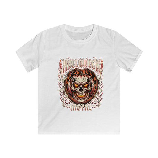 Kids Halloween Skull Pumpkin Tee — Spooky Graphic Kids T‑Shirt