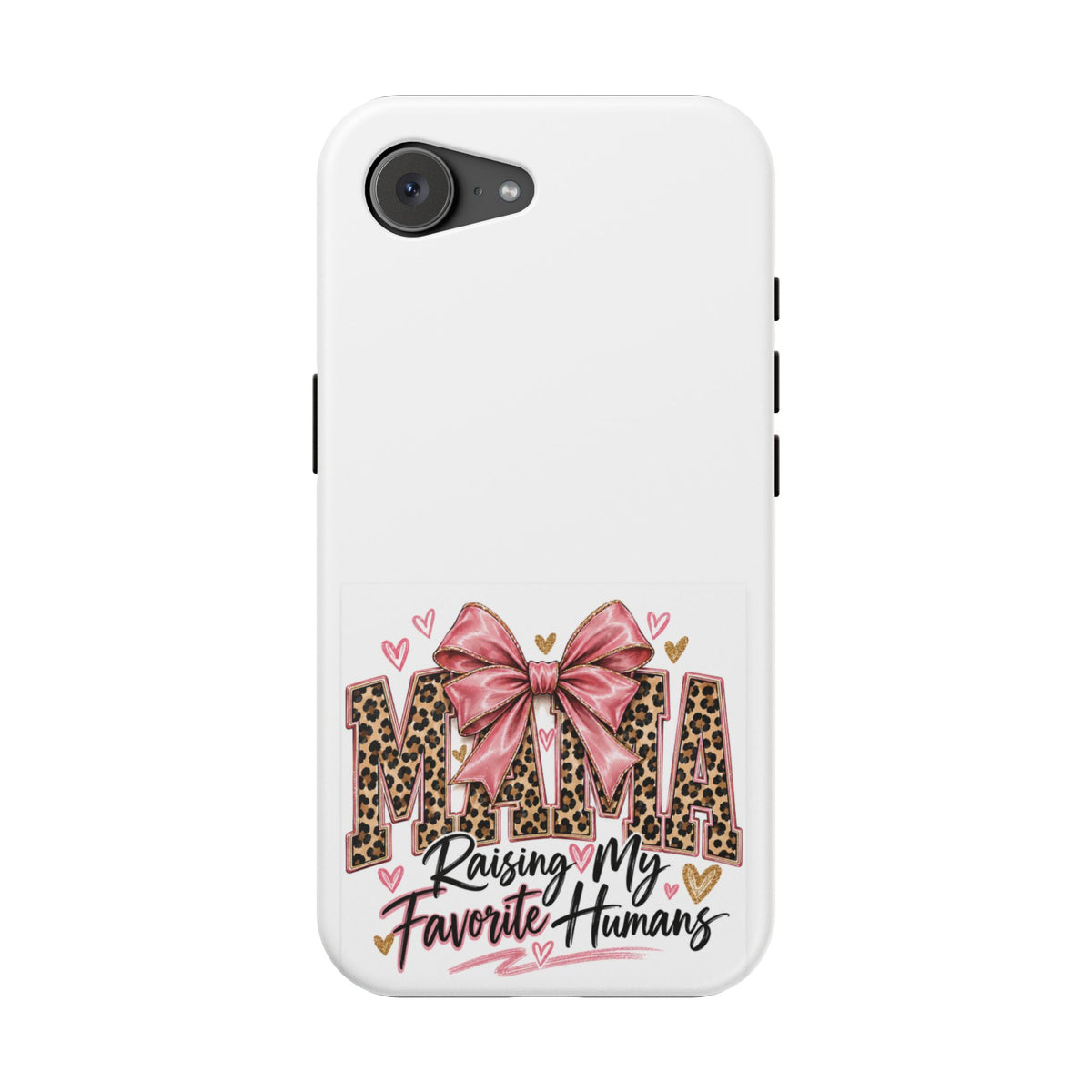 Phone Case - "Mama Raising My Favorite Humans" Leopard Print Bow Magnetic Impact-Resistant Case