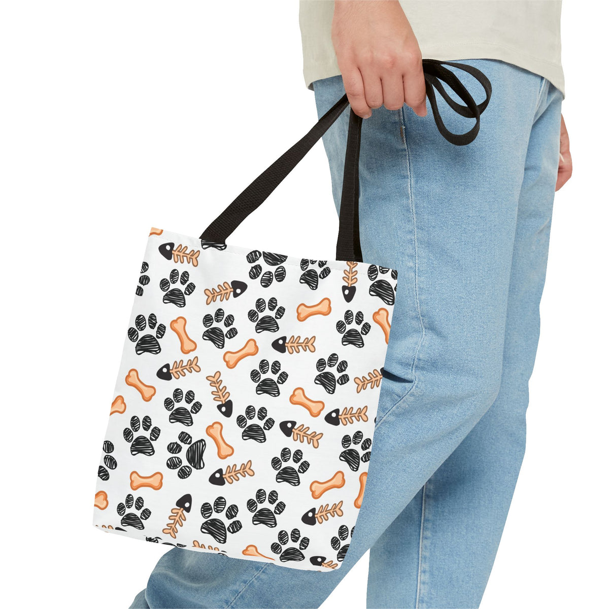 Dog Paw & Bone Pattern Tote Bag — Cute Pet Lover Reusable Shopper