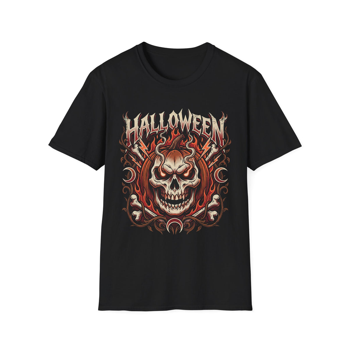 Halloween Skull T-Shirt — Fiery Horror Graphic Tee