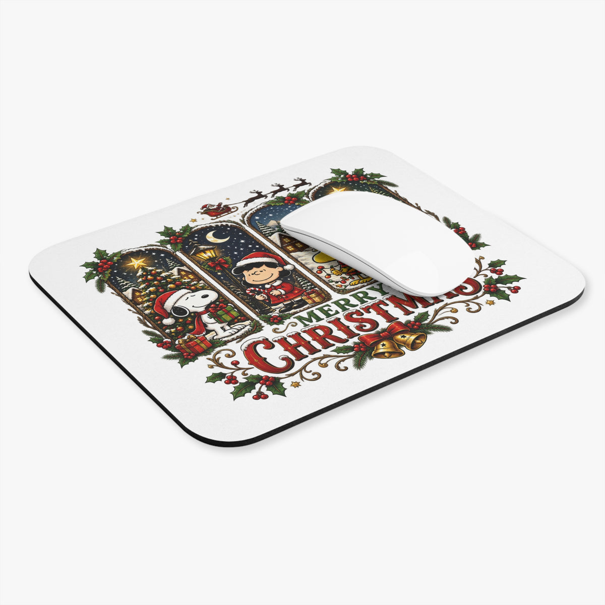Peanuts "Merry Christmas" Mouse Pad — Festive Snoopy & Friends Desk Mat