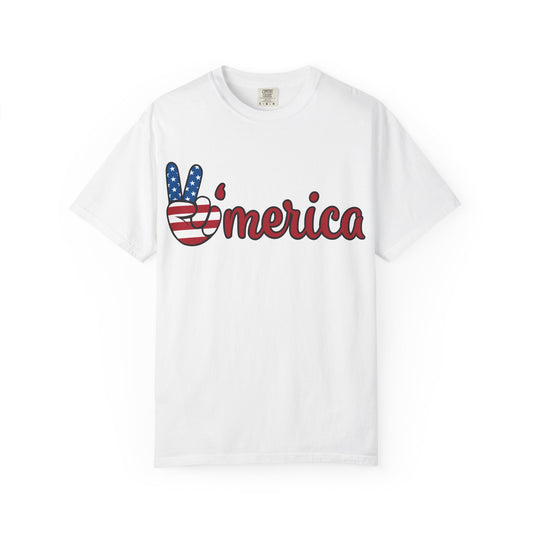 Merica Peace Sign T-Shirt – Patriotic American Flag Graphic Tee for 4th of July