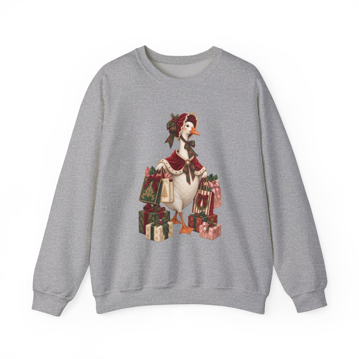 Holiday Goose Crewneck Sweatshirt — Festive Duck with Christmas Gifts