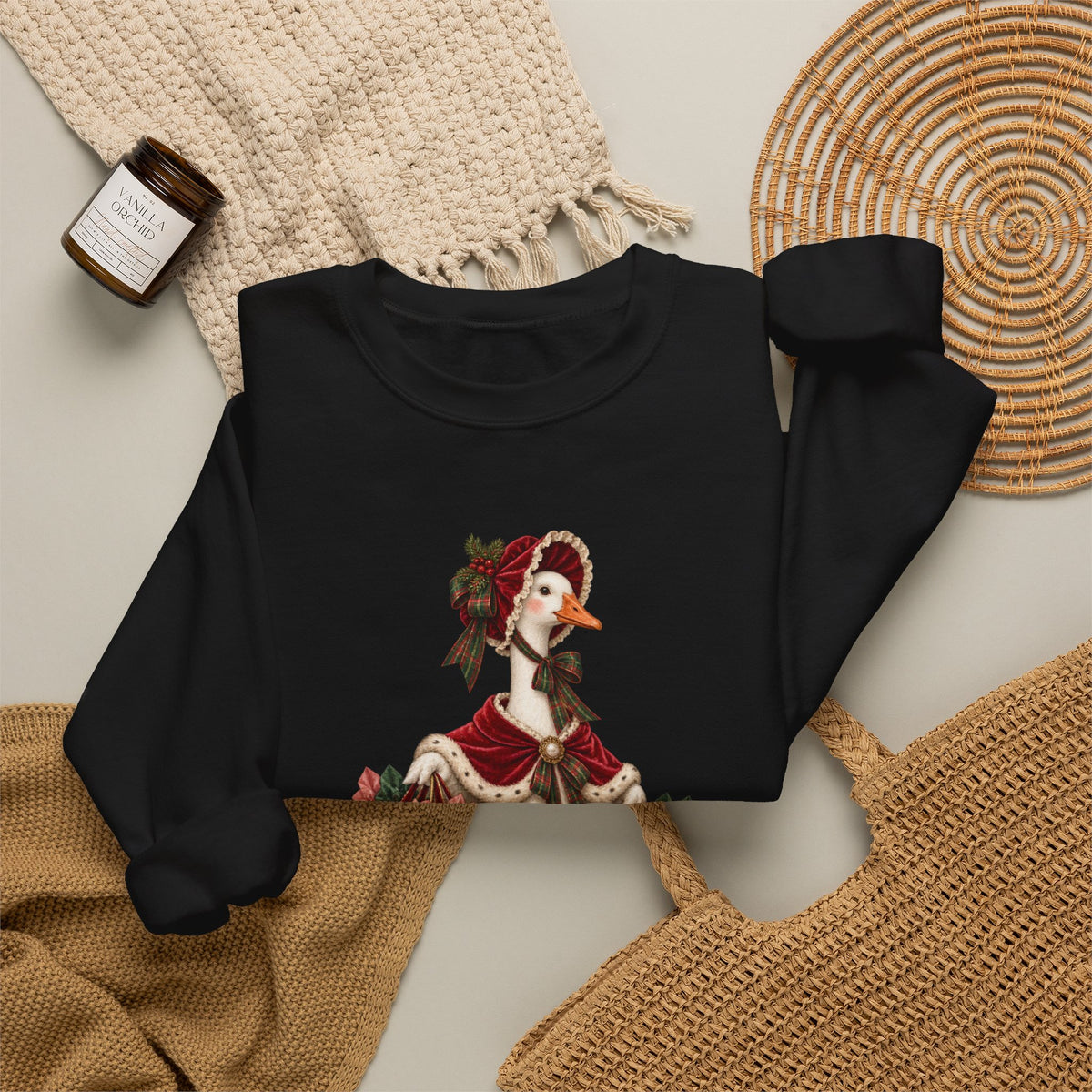 Holiday Goose Crewneck Sweatshirt — Festive Duck with Christmas Gifts