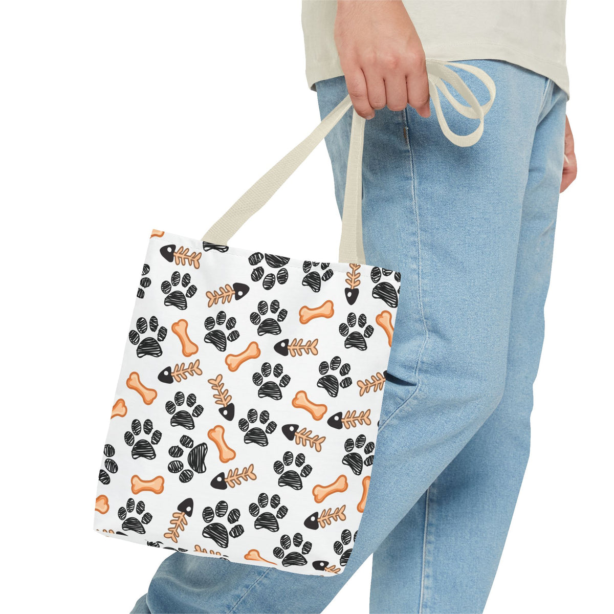 Dog Paw & Bone Pattern Tote Bag — Cute Pet Lover Reusable Shopper