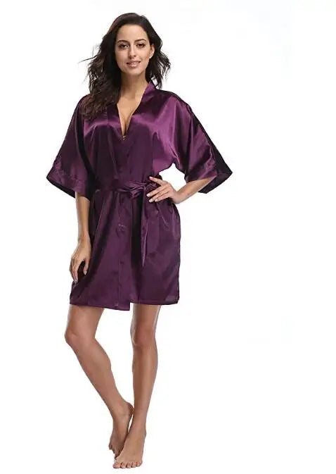 Satin Wedding Kimono Bride Robe Nightgown