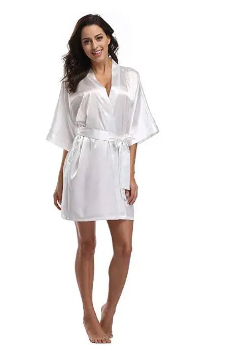 Satin Wedding Kimono Bride Robe Nightgown