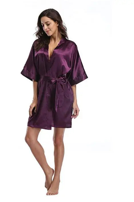 Satin Wedding Kimono Bride Robe Nightgown