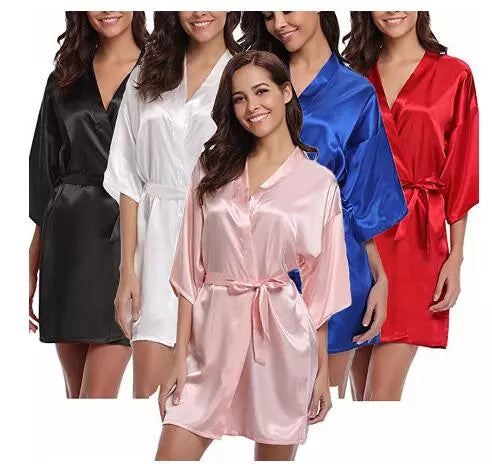 Satin Wedding Kimono Bride Robe Nightgown