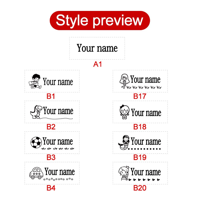 Personalized Waterproof Name Stamp for School, Eco-Friendly Ink