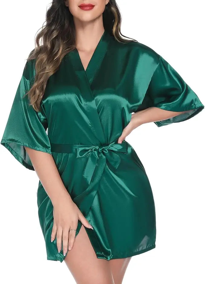 Satin Wedding Kimono Bride Robe Nightgown
